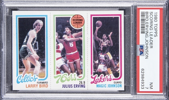 1980/81 Topps Larry Bird/Magic Johnson Rookie Card – PSA NM 7
